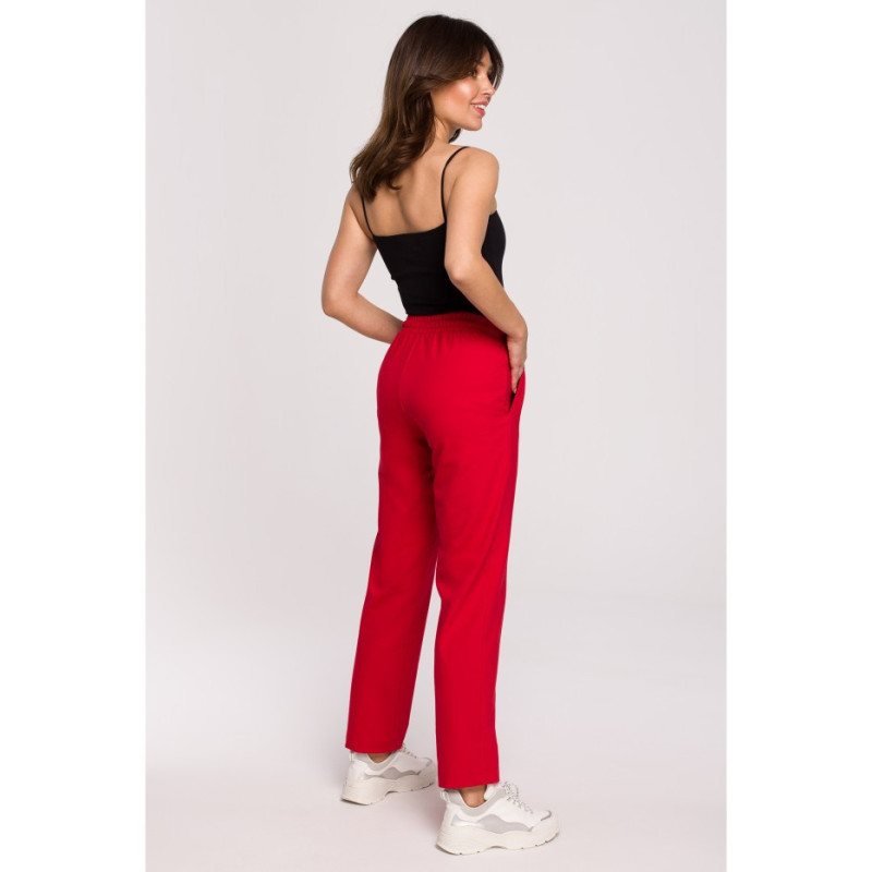 B228 Cigarette pants on elastic - red