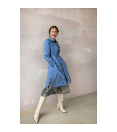 S294 Tie belt coat - blue