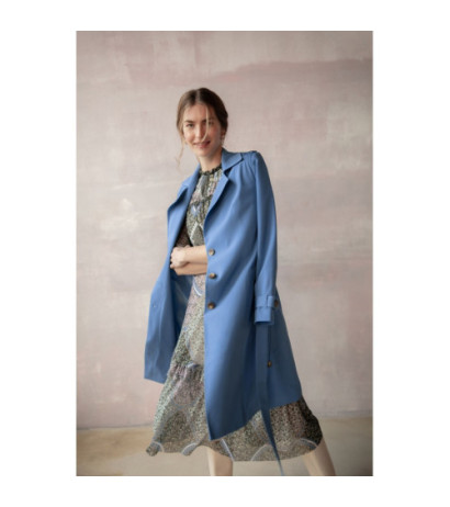 S294 Tie belt coat - blue