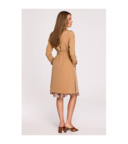 S294 Tie belt coat - camellia