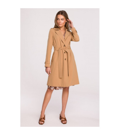 S294 Tie belt coat - camellia