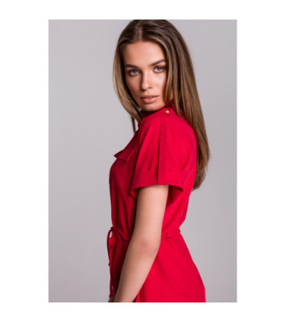 S298 Dress with pockets and binding - red