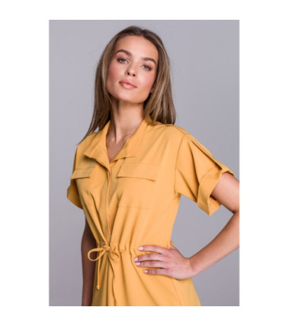 S298 Dress with pockets and binding - yellow