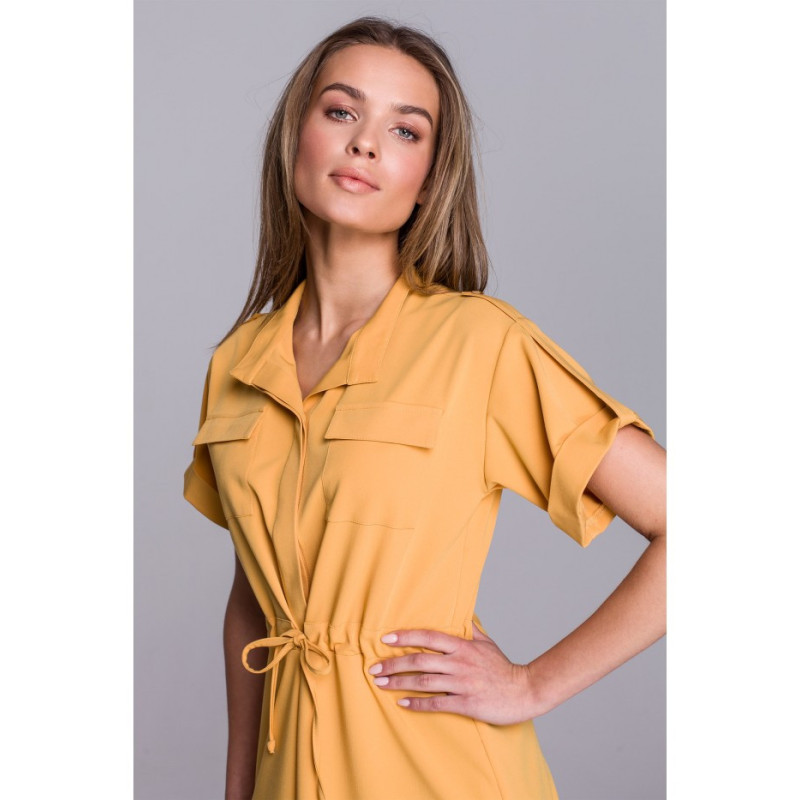 S298 Dress with pockets and binding - yellow