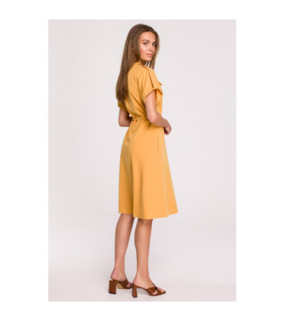 S298 Dress with pockets and binding - yellow