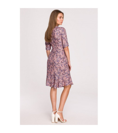 S299 Floral dress with ruffle and decorative buttons - model 2