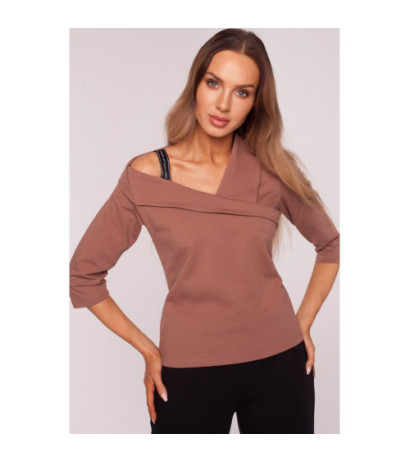 M678 Blouse with neckline and MOE stripes - chocolate