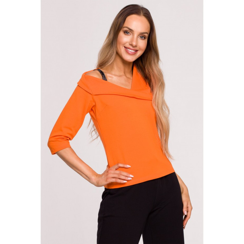 M678 MOE blouse with neckline and piping - orange