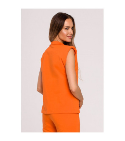 M682 Sleeveless blouse with V neckline and collar - orange