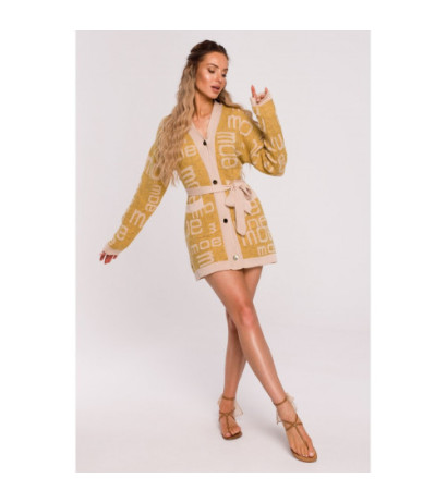 M683 MOE lettered cardigan - mustard