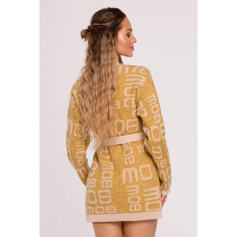 M683 MOE lettered cardigan - mustard