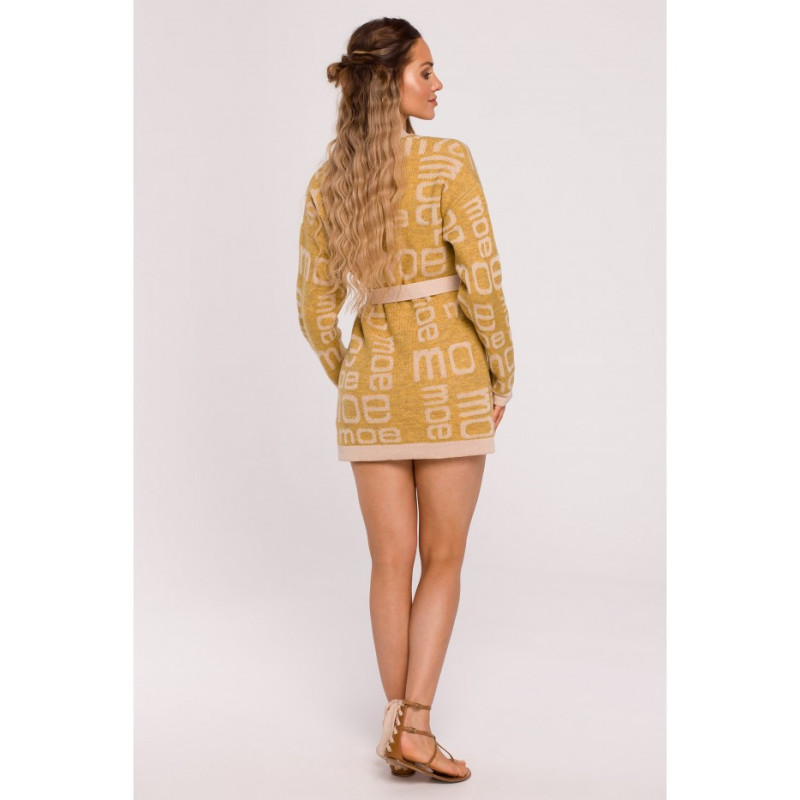 M683 MOE lettered cardigan - mustard