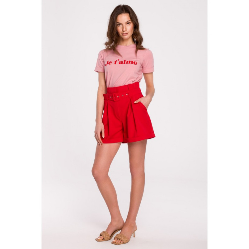 K126 High-waisted shorts - red