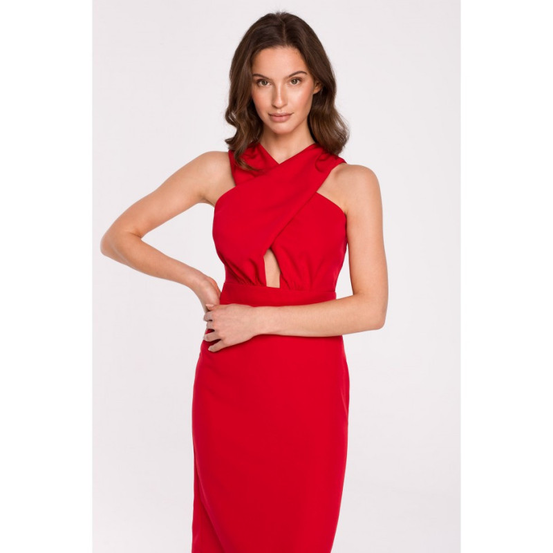 K130 Dress with crossed top - red