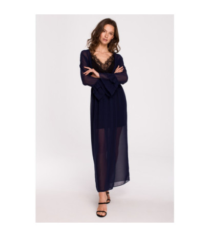 K136 Chiffon maxi dress - navy blue