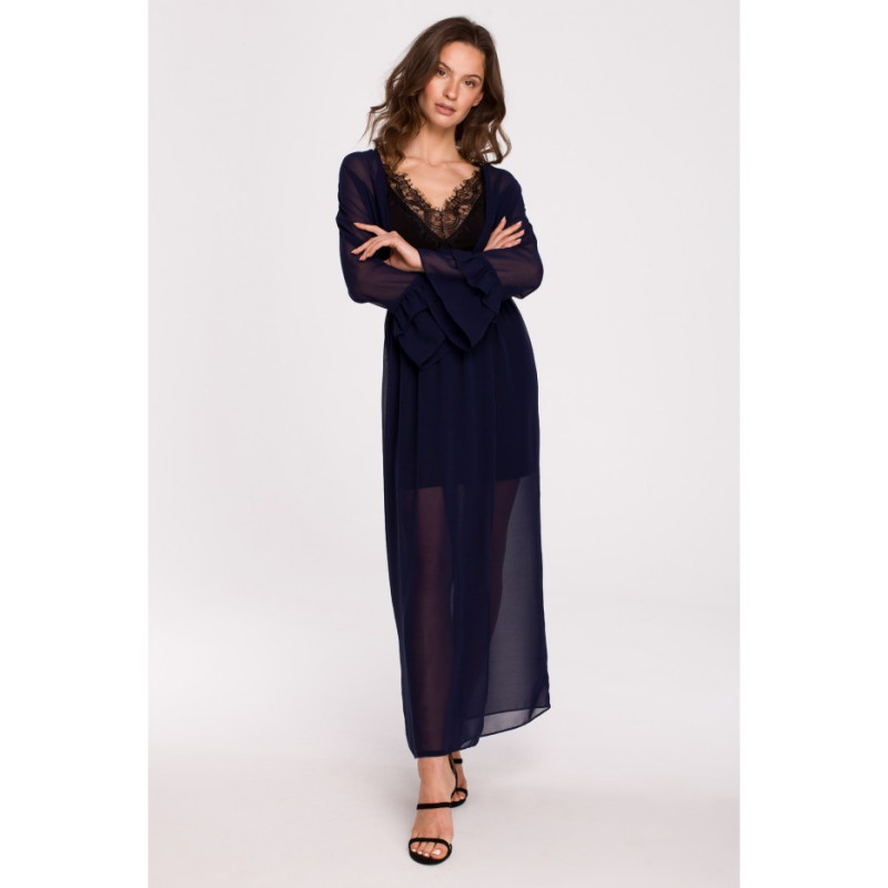 K136 Chiffon maxi dress - navy blue