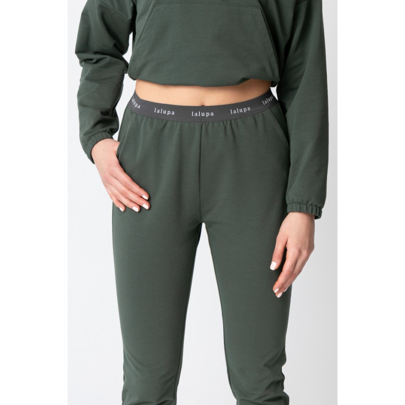 LA102 Joggers pants with logoed elastic - olive green