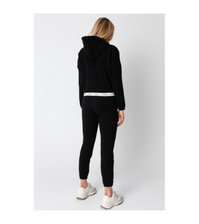 LA103 Short sweatshirt with logoed elastic - black