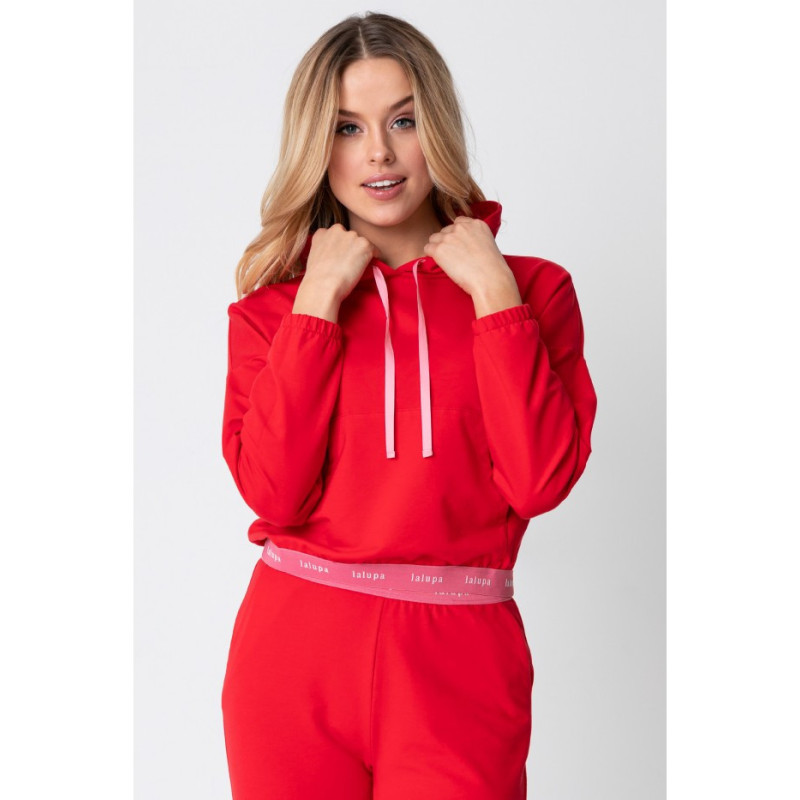 LA103 Short sweatshirt with logoed elastic - red