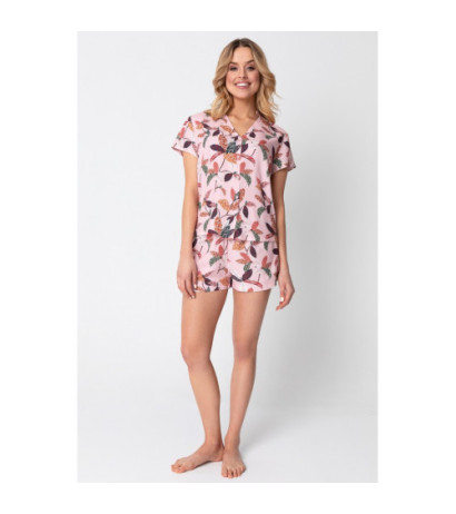 LA104 Pajama shirt with V neckline and print - model 1