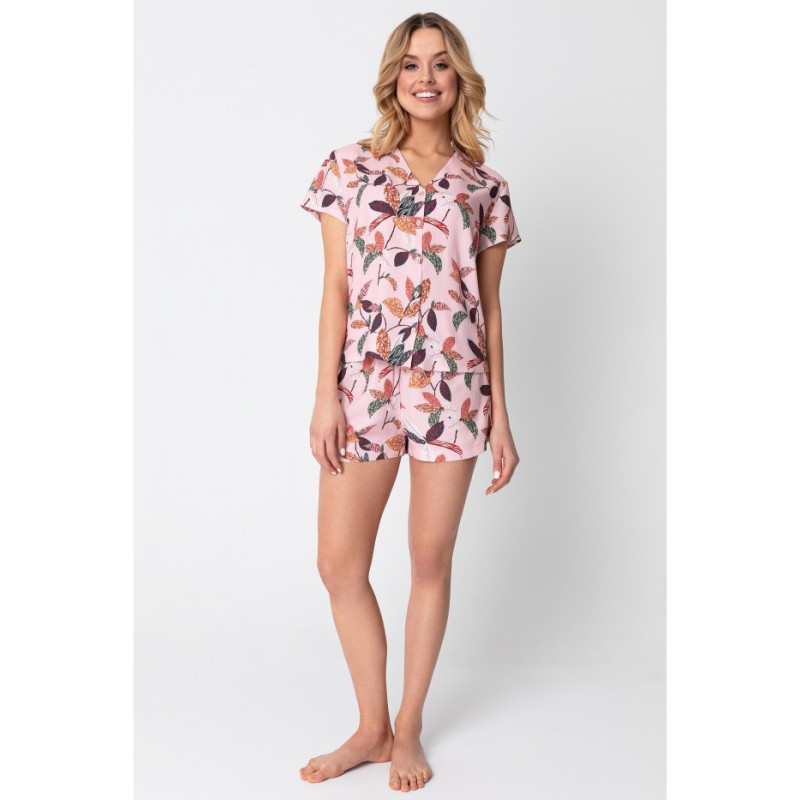 LA104 Pajama shirt with V neckline and print - model 1