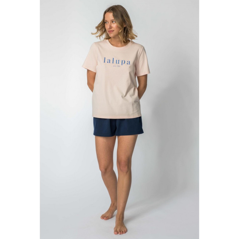 LA109 T-shirt with inscription "LALUPA sea life" - peach