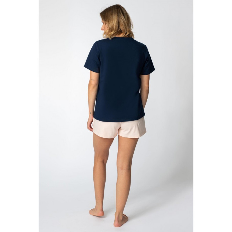 LA109 T-shirt with inscription "LALUPA sea life" - navy blue