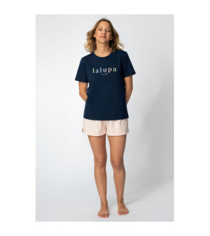 LA109 T-shirt with inscription "LALUPA sea life" - navy blue