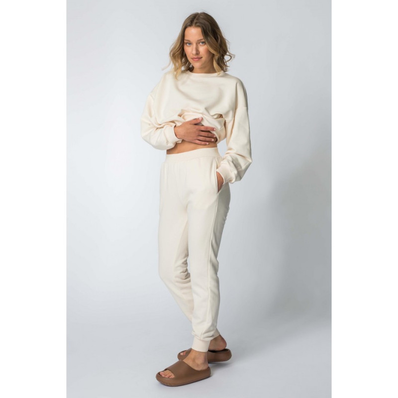 LA112 Sweatpants with ribbed cuffs - vanilla