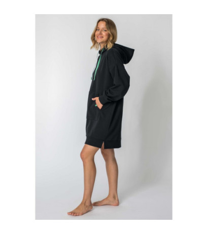 LA113 Dress with hood and kangaroo pocket - black