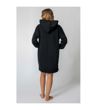 LA113 Dress with hood and kangaroo pocket - black