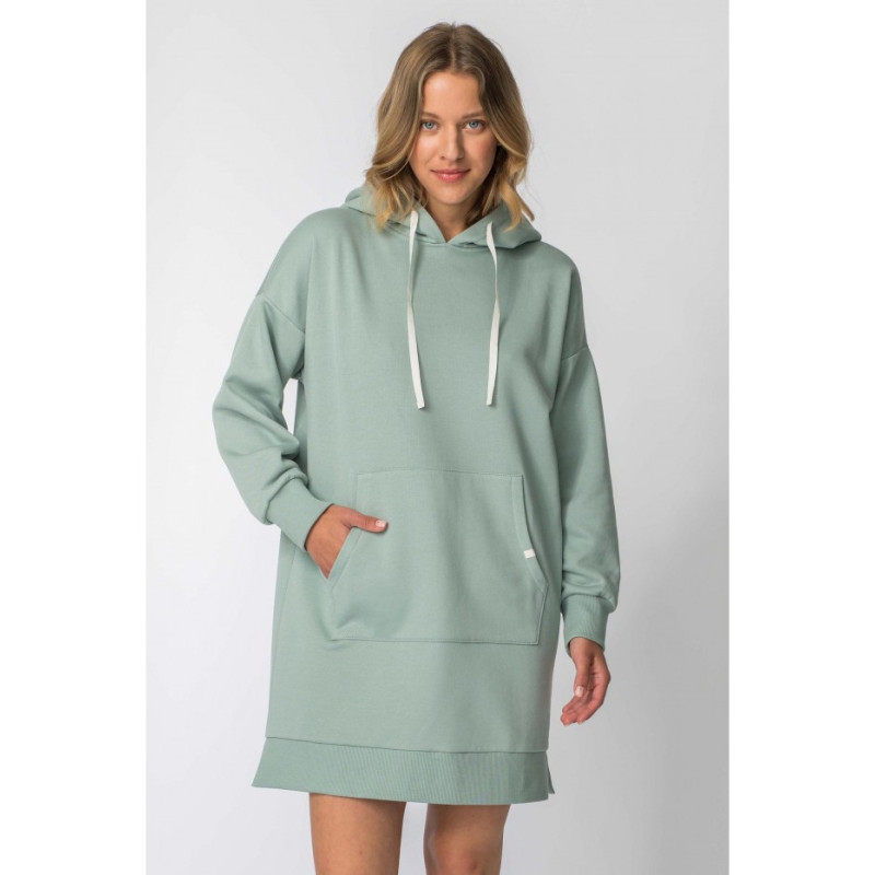 LA113 Dress with hood and kangaroo pocket - mint