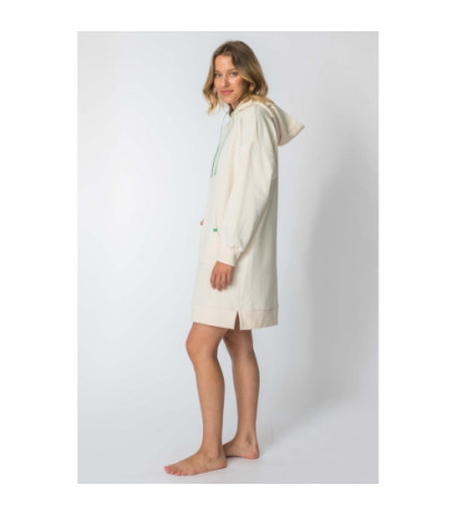 LA113 Hooded dress with kangaroo pocket - vanilla