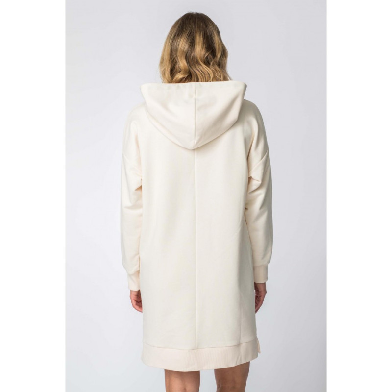 LA113 Hooded dress with kangaroo pocket - vanilla