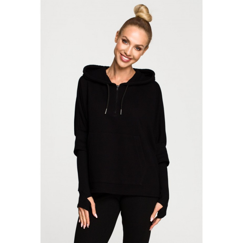 M689 Hooded sweatshirt with extra cuffs - black