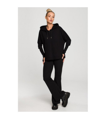 M689 Hooded sweatshirt with extra cuffs - black