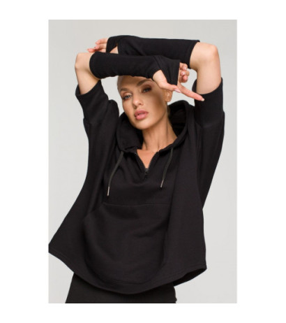 M689 Hooded sweatshirt with extra cuffs - black