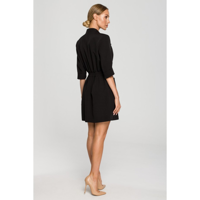 M699 Jacket dress with elastic waistband - black