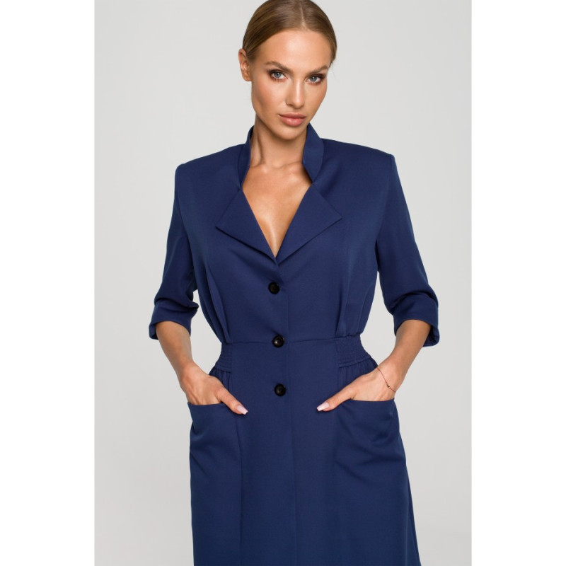 M699 Jacket dress with elastic waistband - navy blue