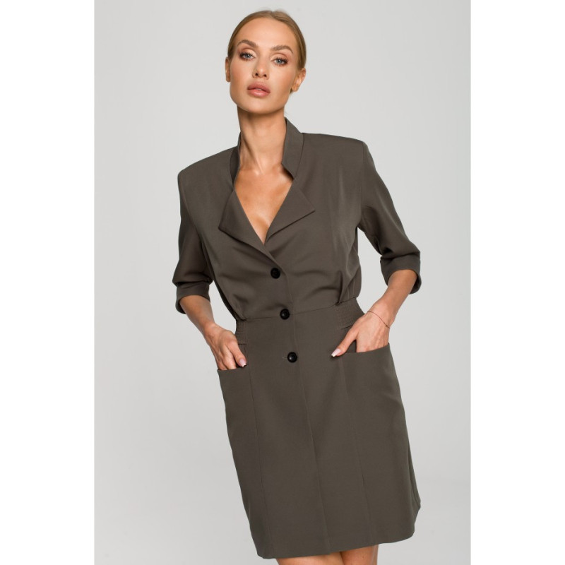 M699 Jacket dress with elastic waistband - khaki