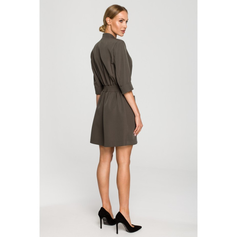 M699 Jacket dress with elastic waistband - khaki