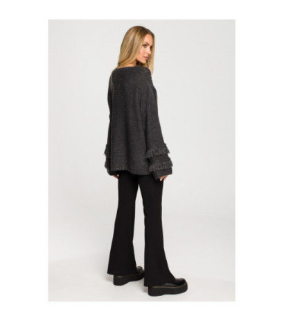 M710 Sweater with wide sleeves with tassels - graphite