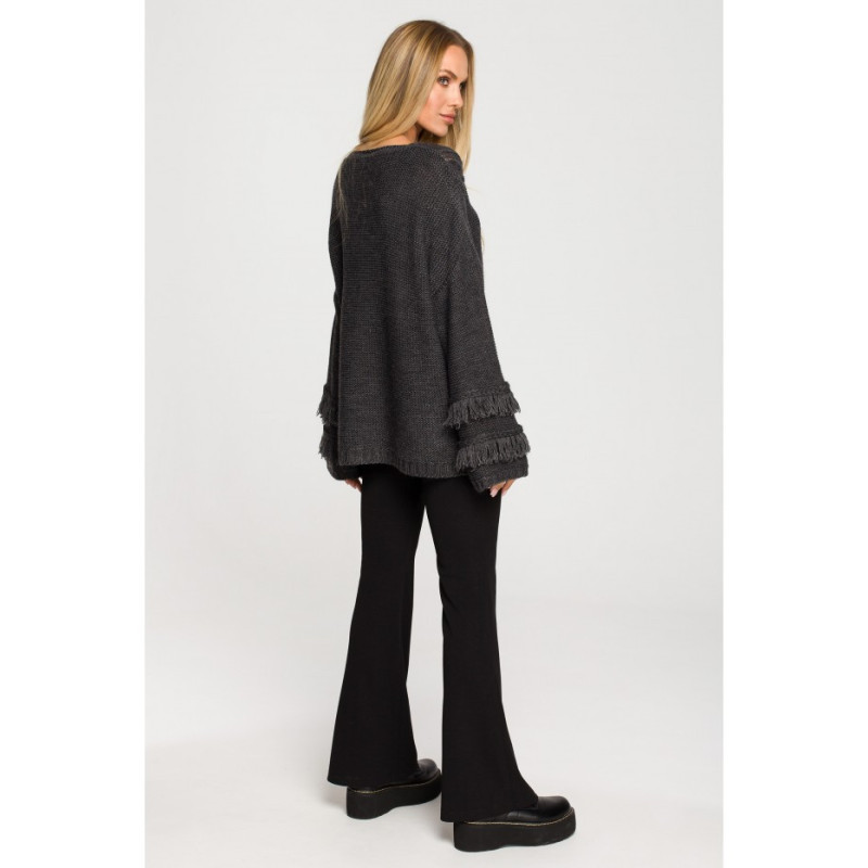 M710 Sweater with wide sleeves with tassels - graphite