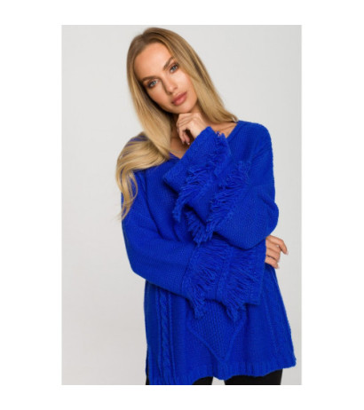 M710 Sweater with wide sleeves with tassels - sapphire