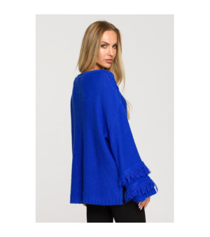 M710 Sweater with wide sleeves with tassels - sapphire