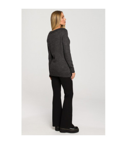 M711 Sweater with slit in the neckline - graphite