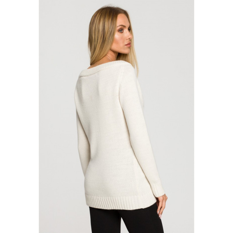 M711 Sweater with slit in the neckline - ivory