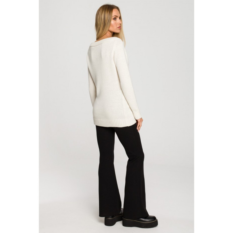 M711 Sweater with slit in the neckline - ivory