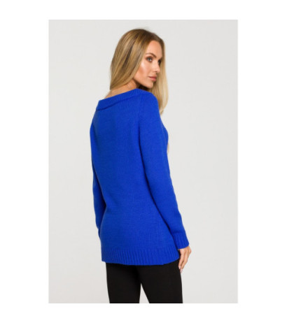 M711 Sweater with slit in the neckline - sapphire