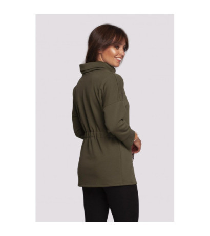 B236 Sweatshirt with turtleneck and ribbon cent - olive green